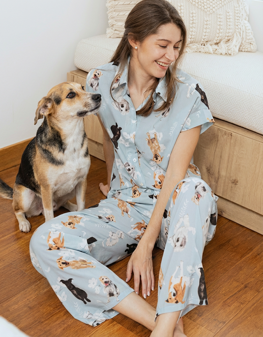 PIJAMA PANTALÓN PERROS CRIOLLOS AZUL  TP0055