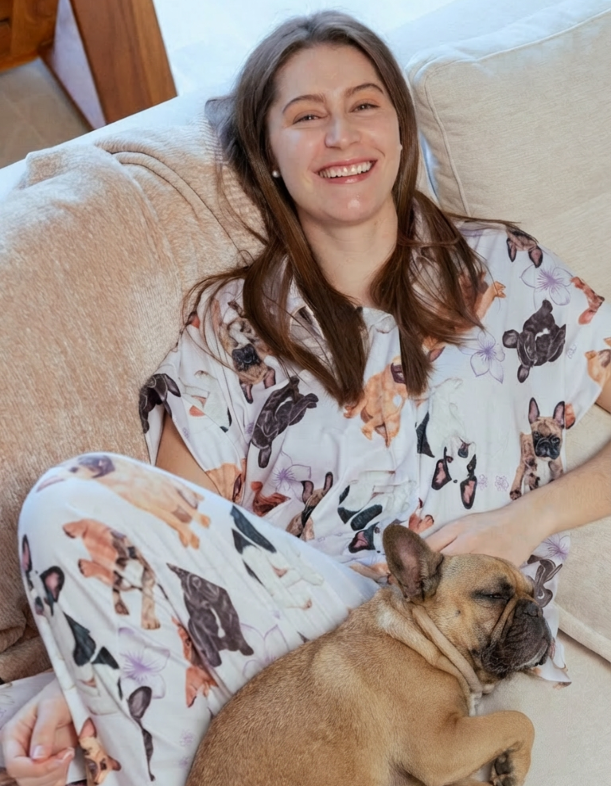 PIJAMA PANTALÓN BULLDOG FRANCÉS LILA TP0082