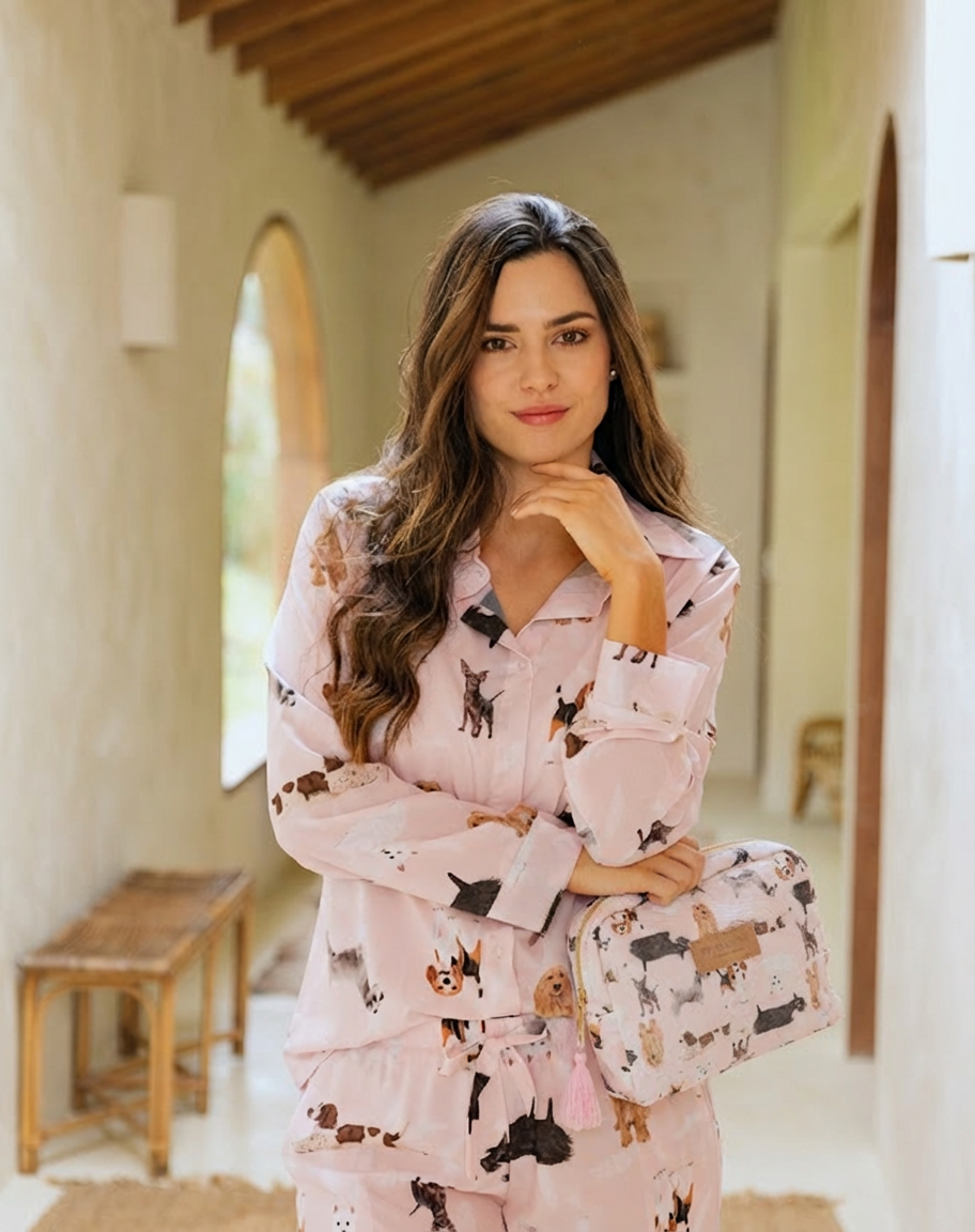 KIT PIJAMA & COSMETIQUERA RAZAS PEQUEÑAS ROSADO