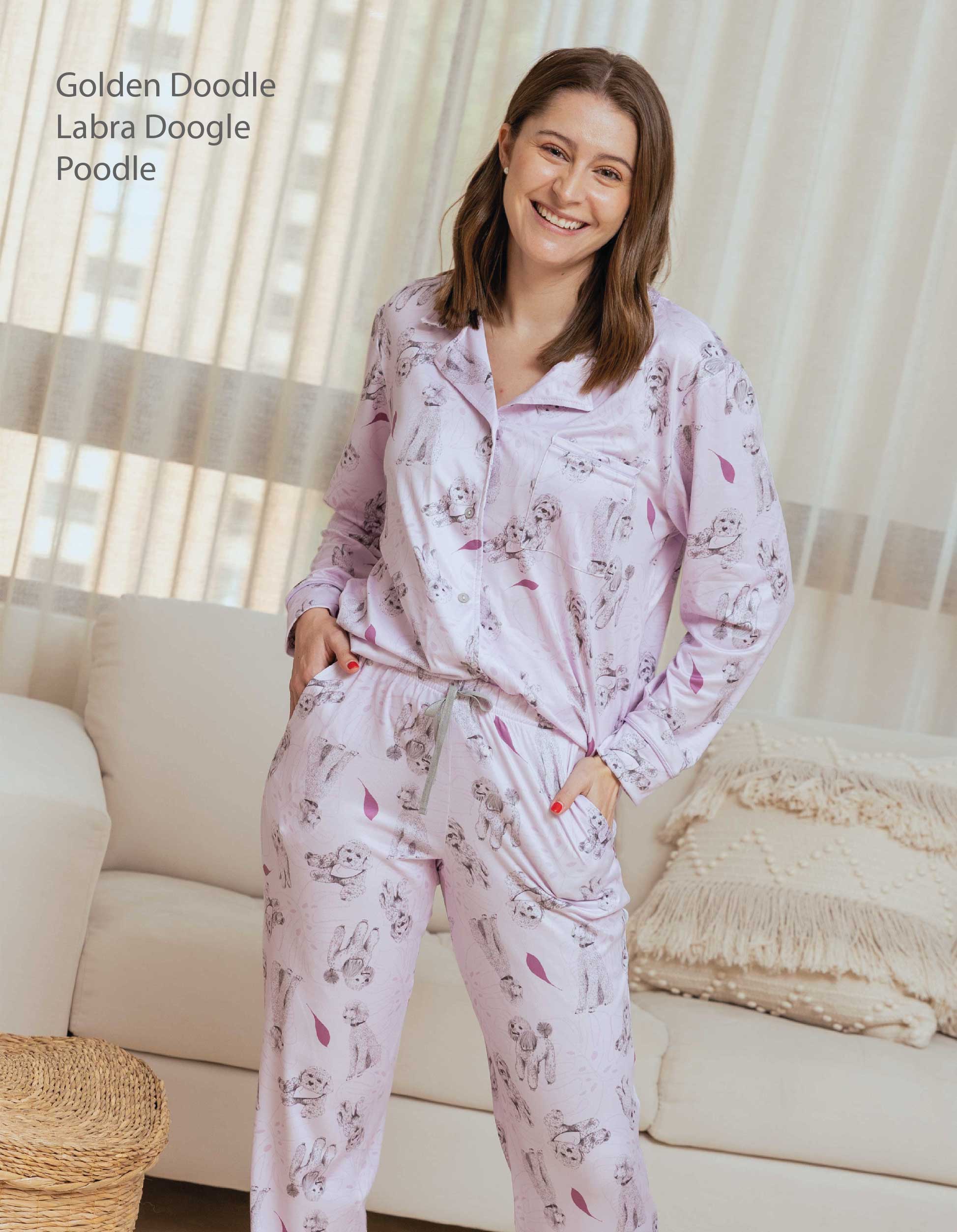 PIJAMA PANTALÓN POODLES LILA PL0357