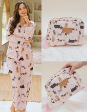 KIT PIJAMA & COSMETIQUERA RAZAS PEQUEÑAS ROSADO
