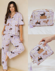 KIT PIJAMA & COSMETIQUERA RAZAS PEQUEÑAS LILA