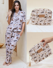 KIT PIJAMA & COSMETIQUERA GATOS  CALICÓ
